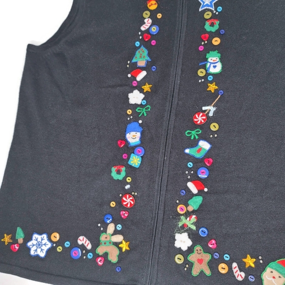 Hampshire studio SNOW winter zip up Christmas themed vest size large. - Picture 2 of 6